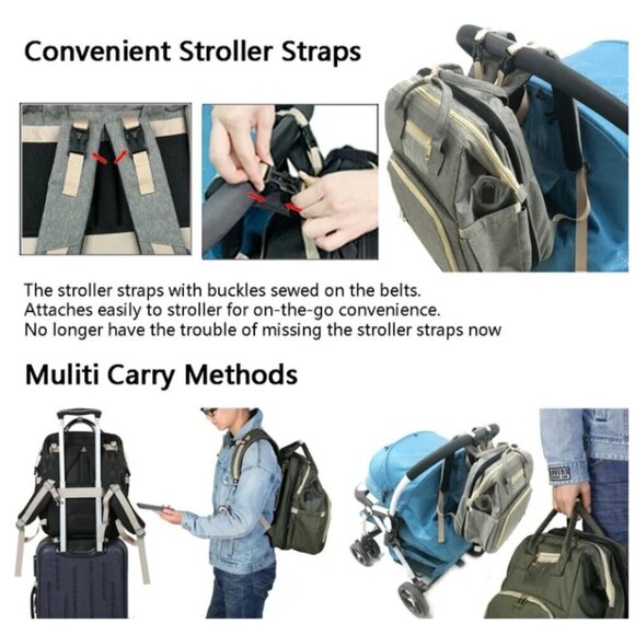 HAPPYLUOKA Baby Diaper Bag Backpack Adjustable Shoulder Straps LIKE NEW - Picture 7 of 8